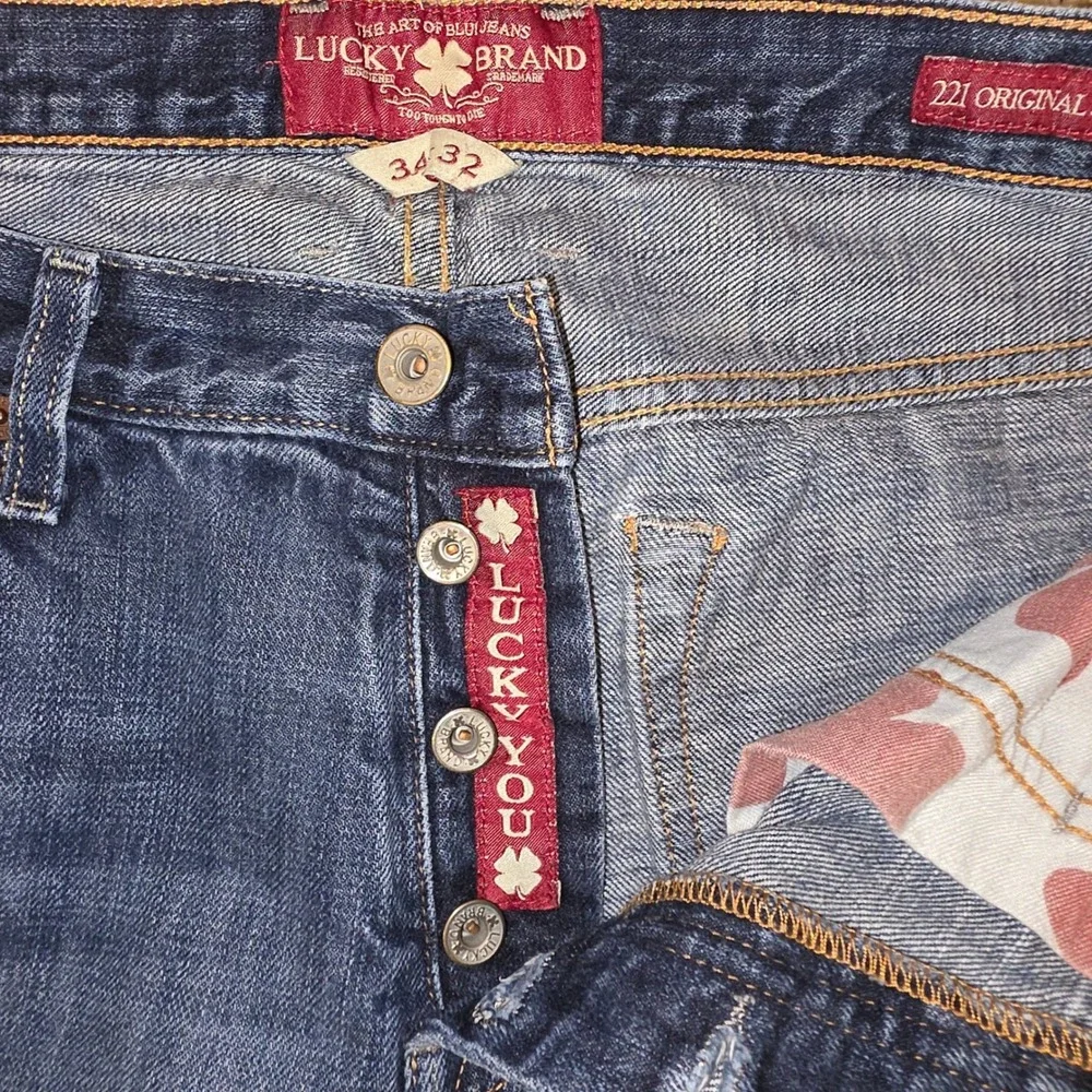 Lucky Brand 221 Original Straight Mens Blue Denim‎ Jeans 34x32 Button Fly
